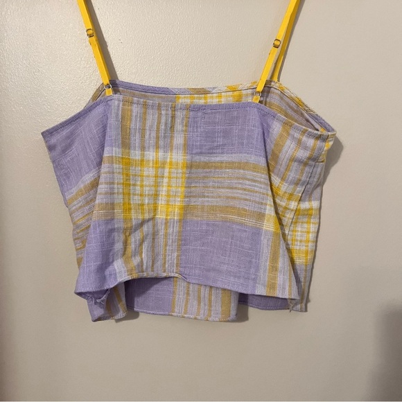 Urban outfitters plaid linen blend cropped cami - Picture 3 of 4